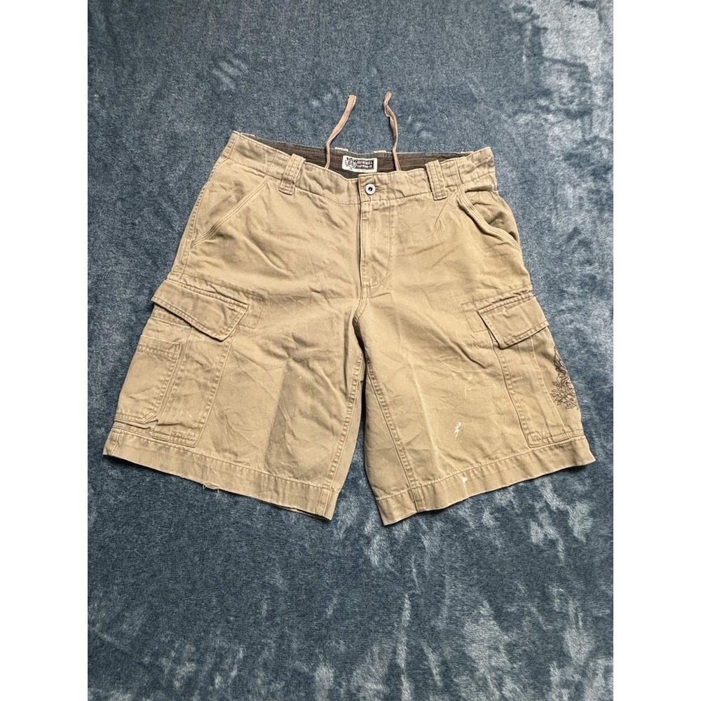 Route 66 San Bernardino Skull Cargo Shorts Men's 34W Khaki Tan Cotton